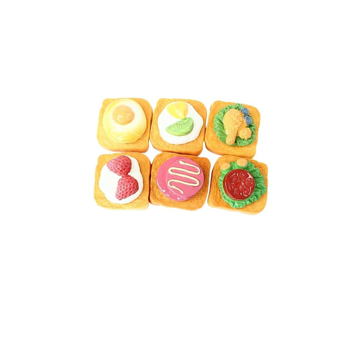 Wonderland Miniature Toasts with Toppings set | Mini Resin Food Toys Decoration Model | Dollhouse Small Ornaments Food Toys|