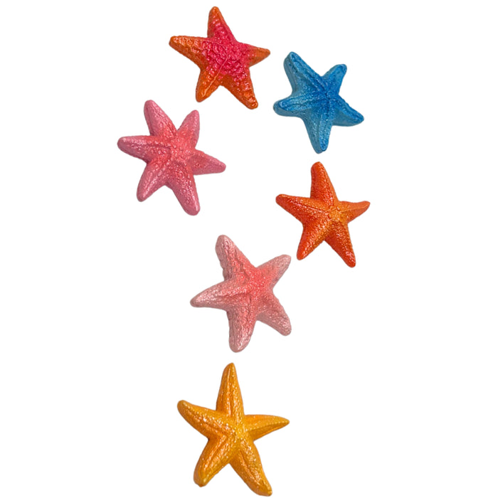 Wonderland Vibrant Resin Mini Starfish Figurines - Textured Artificial Sea Stars for DIY Crafts, Coastal Home Decor, and Creative Accents | Doll House Accessory | Fairy Garden Accessory