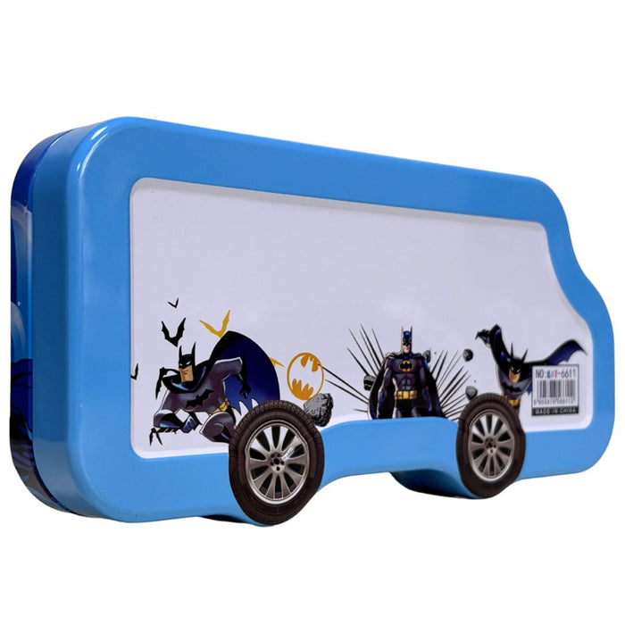 Kids’ Bus-Shaped Metal Pencil Box Stationery Set – Includes Pencil, Sharpener, Eraser, Ruler and 1 sketchpen 8x4x1.5inch