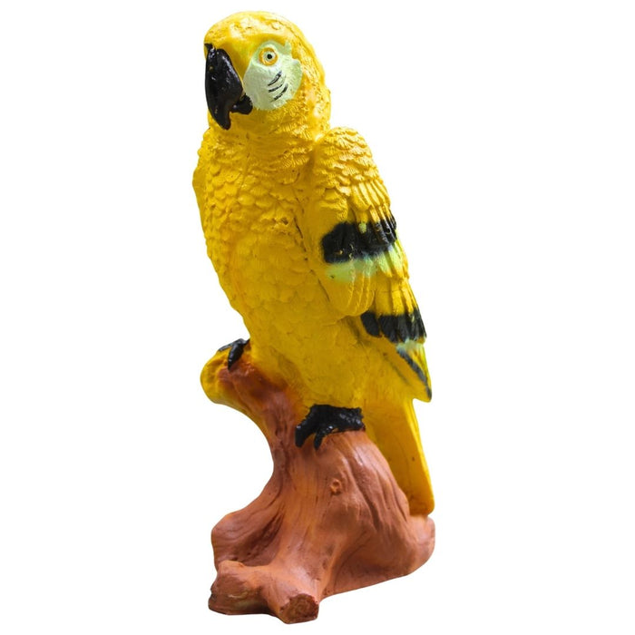 Wonderland Exotic Yellow  Parrot Showpiece/Figurine on Tree Trunk Base for Home Decor & Gifting