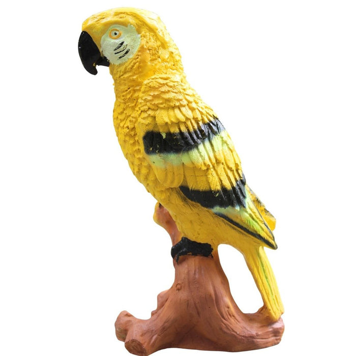 yellow macaw parrot statue, exotic bird showpiece, resin figurine, tropical home decor, garden statue, table top decoration, bird lover gift