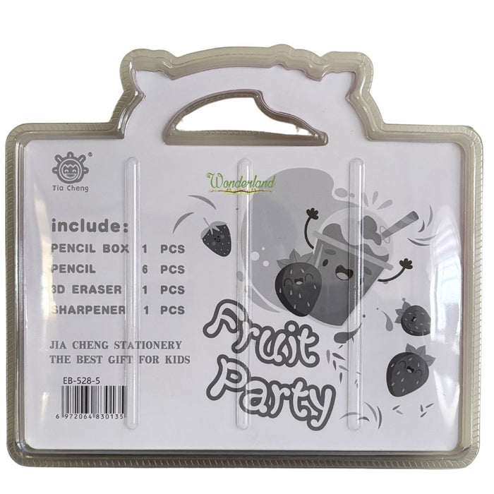 Themed Stationery Set – Includes Pencil Case, Pencils, Eraser, and Sharpener - pink colour