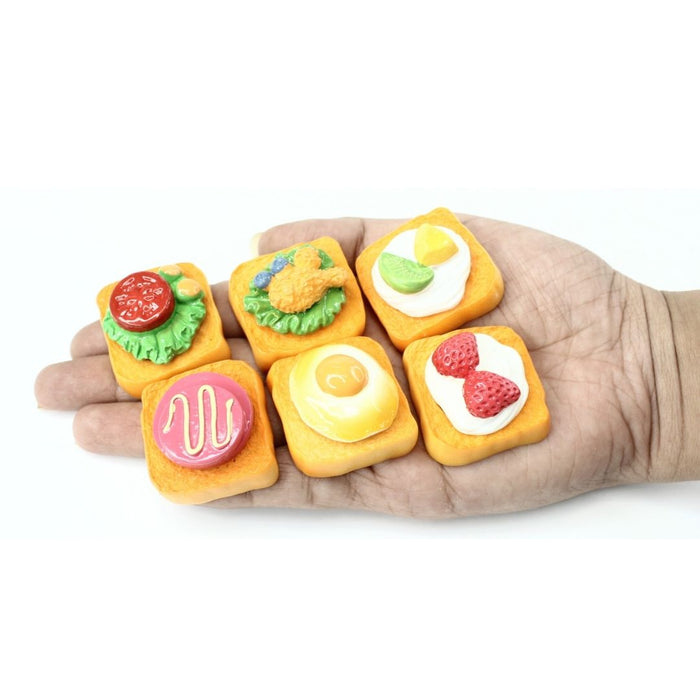 Wonderland Miniature Toasts with Toppings set | Mini Resin Food Toys Decoration Model | Dollhouse Small Ornaments Food Toys|