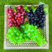 Set of 6 Artificial Grape Clusters: 2 Black, 2 Red, and 2 Green with Leaves