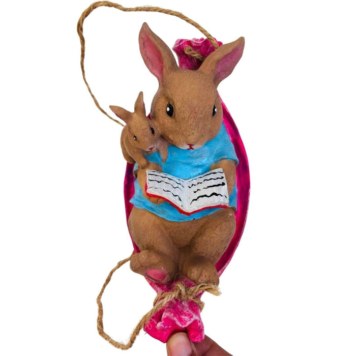 Wonderland Hanging Bunny and Mouse in Hammock Garden Decoration