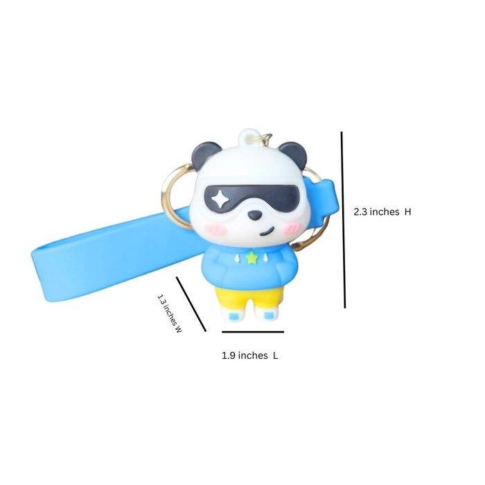 Wonderland Kawaii style ( set of 2) Cool Panda Couple Keychain with Sunglasses – Cute Cartoon Keyring with Wrist Strap