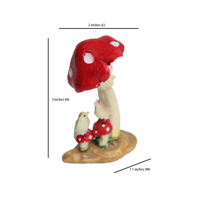 Set of 2 Mushroom with Bird (Miniature Garden Decorations, Terranium décor)