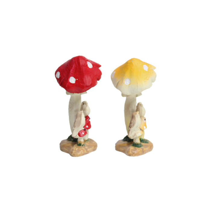 Set of 2 Mushroom with Bird (Miniature Garden Decorations, Terranium décor)