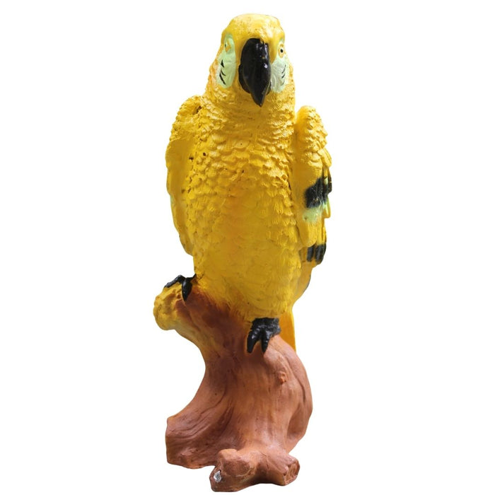 Wonderland Exotic Yellow  Parrot Showpiece/Figurine on Tree Trunk Base for Home Decor & Gifting