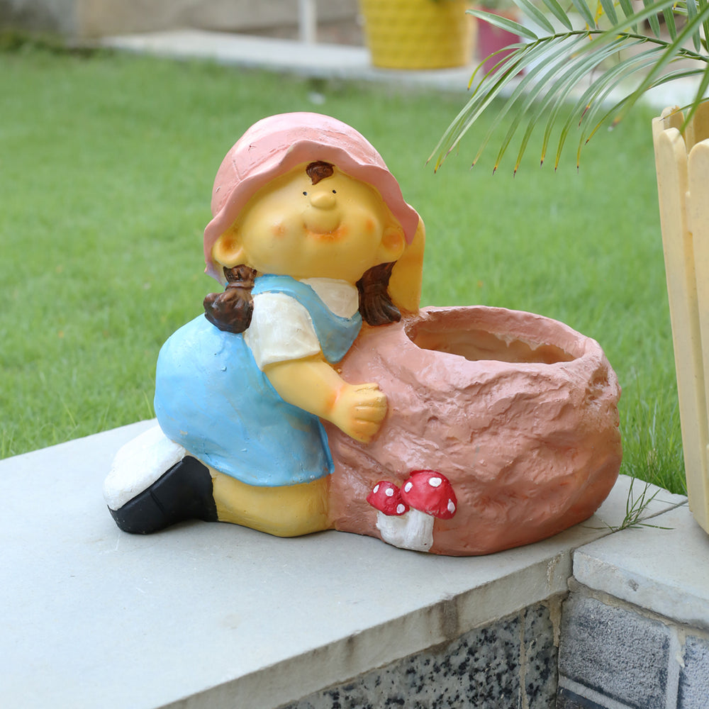 Wonderland Stone Planter Girl (Blue) | Pots for real plants | Outdoor planters