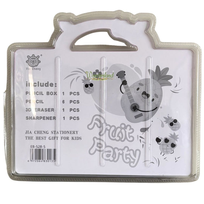 Fruit-Themed Stationery Gift Set – Includes Pencil Case, Pencils, Eraser, and Sharpener - Green colour
