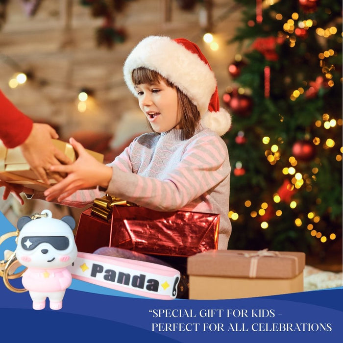 Wonderland Kawaii style ( set of 2) Cool Panda Couple Keychain with Sunglasses – Cute Cartoon Keyring with Wrist Strap