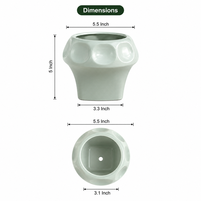 Modern Geometric Textured Planter Pots for Indoor Plants - Set of 3 (Plants Are Not Included)