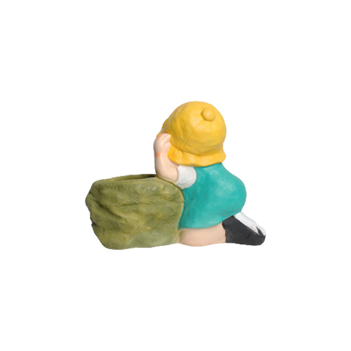 Wonderland Stone Planter Girl (Seagreen)| Outdoor garden planters