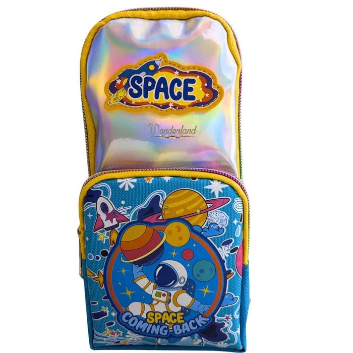 Space Explorer Mini Backpack Pencil Case – Multi-Pocket Astronaut Stationery Pouch for Kids