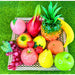Large Artificial Fruit Assortment in a Basket: Includes Pineapple, Dragon Fruit, Peach, Grapes, Banana, Apples (Red and Green), Pear, Orange, and Strawberries