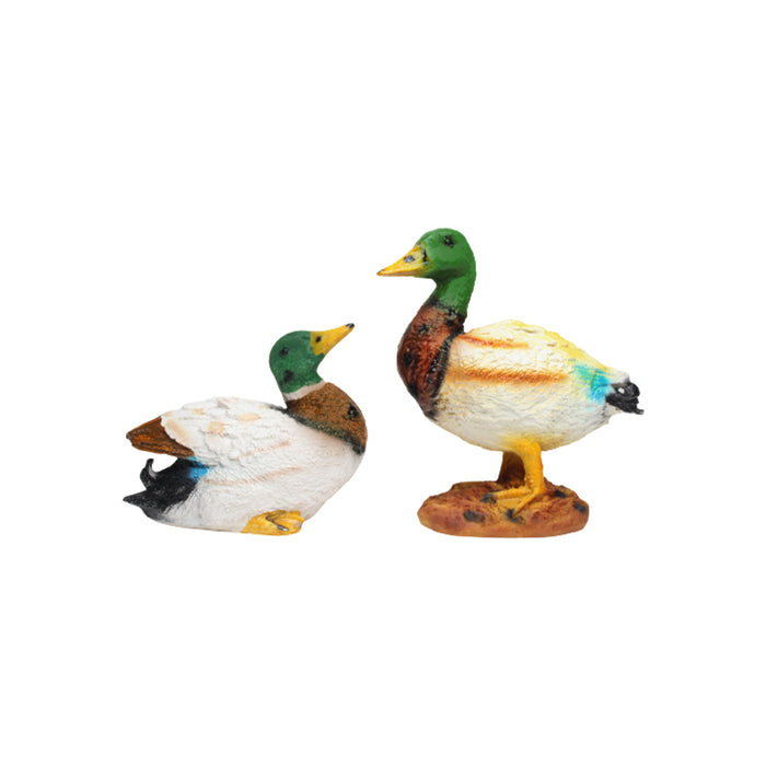 (Set of 2) Green Ducks Statue for Home and Garden Decoration