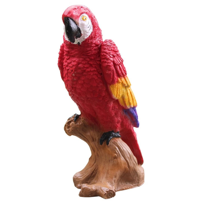 Wonderland Parrot Statue - Vibrant Tropical Bird Figurine on Perch for Garden, Patio, or Home Decor