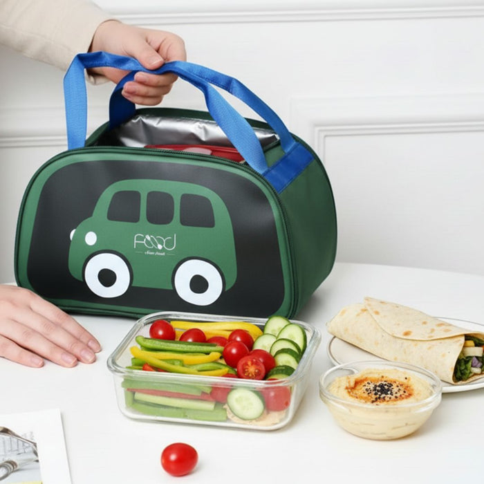 Wonderland Cute Car Kids'design  Lunch Bags (Set of 2)|Insulated Lunch carry bag| Thermal Food Container