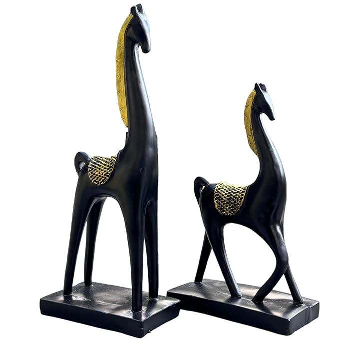 Black and Golden Horse Showpiece Set of 2 for Home Decoration