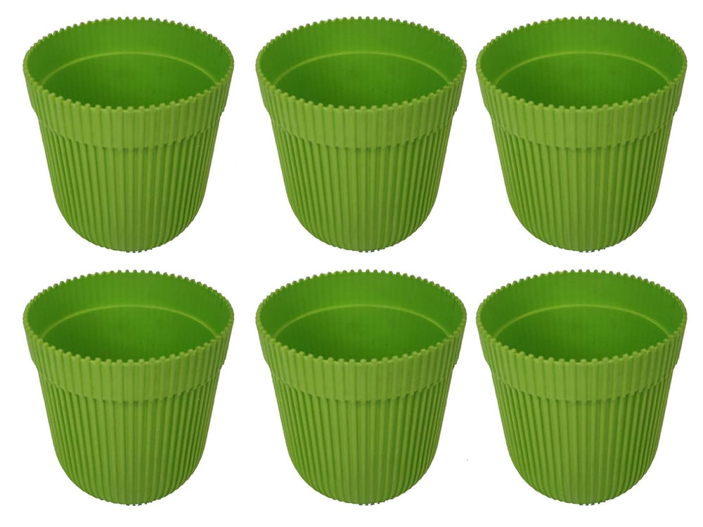 (Set of 6 Green French Plastic Garden Pot