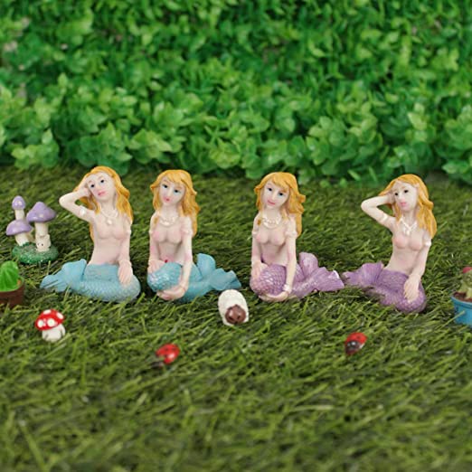 Wonderland Miniature Toys Set of 4 mermaid ( Miniature garden accessories for tray garden )