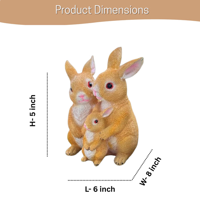 Wonderland brown rabbit family statue For Garden Décor|Outdoor Décor For Garden, Yard, Lawn , Patio| Gifting Purpose| Balcony Decoration