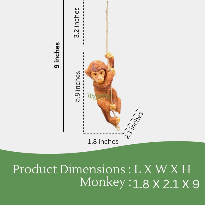 Adorable Hanging Monkey Garden Statue – Weather-Resistant Resin Figurine with Jute Rope for Outdoor Tree, Patio, and Yard Decor