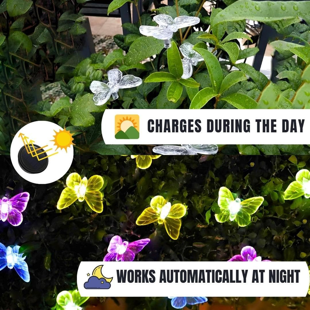 Solar Lights Outdoor Changing colour 6 LED Butterfly Lamp for Home Garden Waterproof Decoration(Multicolor- Pack of 2)