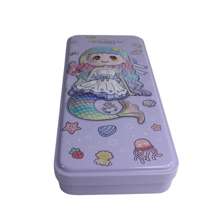 3D Embossed Metal Pencil Box with Dual Compartment -05