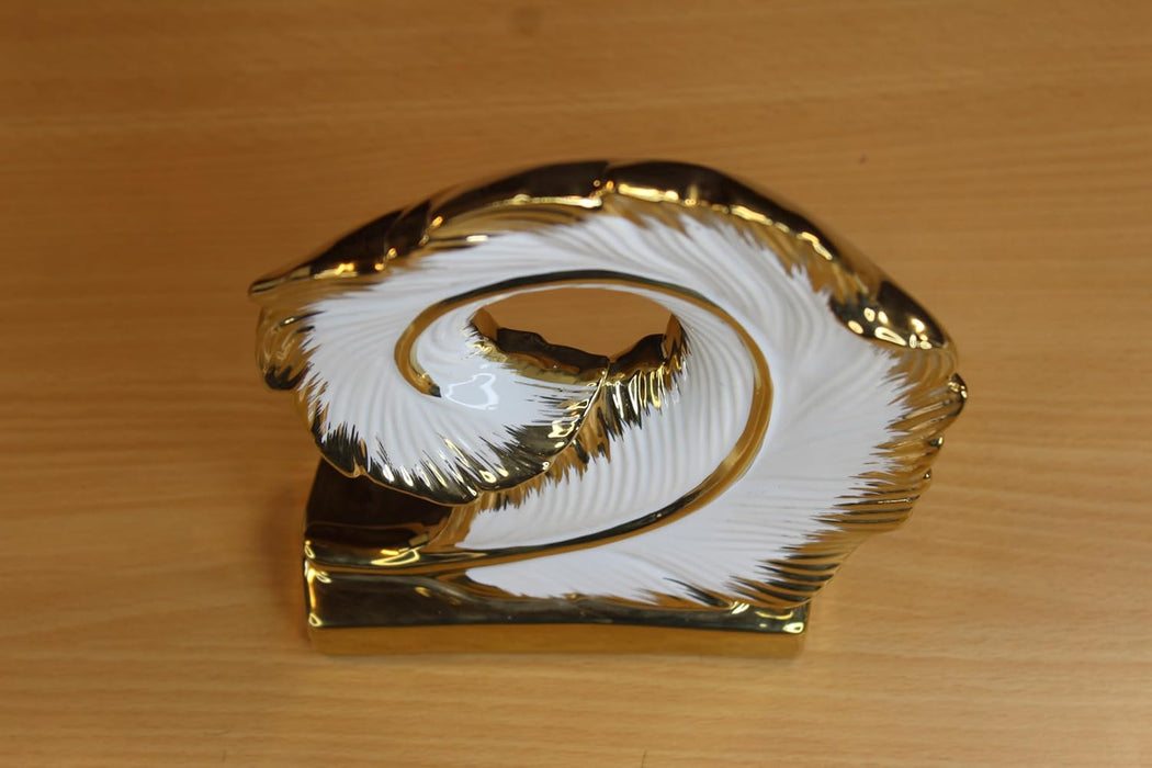 Golden Spiral Feather Figurine | Elegant Decorative Home Accent