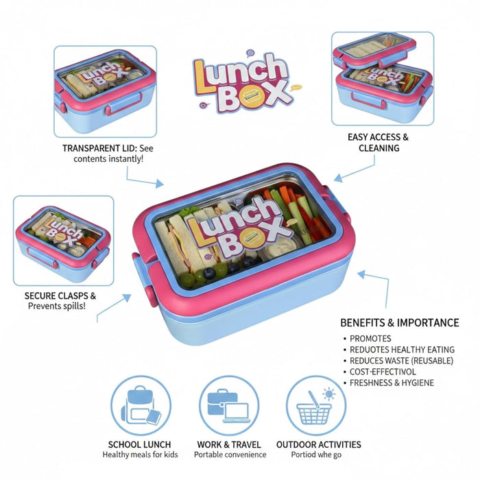 Kids- 600 ml  Lunch Box 304  Stainless Steel Leak Proof Air Tight tiffin Box (price per pc)