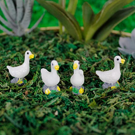 Miniature Toys Set of 4 duck ( Miniature garden accessories for tray garden )