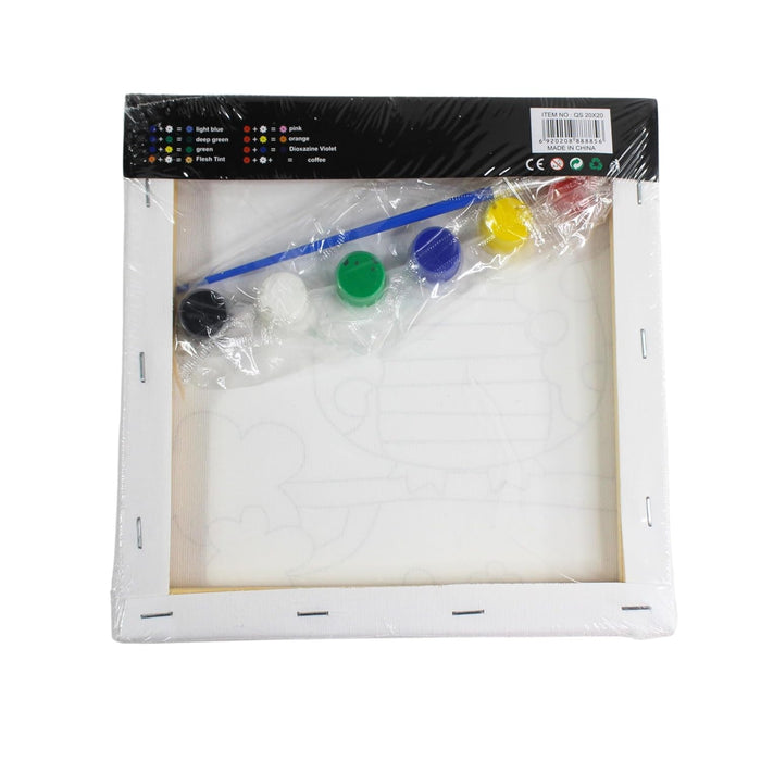 Cute Cartoon DIY Pre-Drawn Canvas with Paint & Brush Recessed Console Contour Canvas Paintboards Perfect Gifts for Kids (Owl)