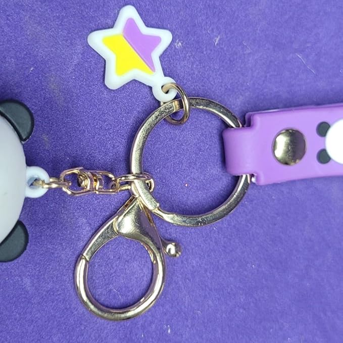 Wonderland Pull the Panda [Purple]Kechains, Cartoon Style Keychain & Bag Charms Fun & Functional Accessories for Bags and Keys