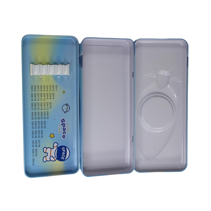  3D Embossed Metal Pencil Box with Dual Compartment -07