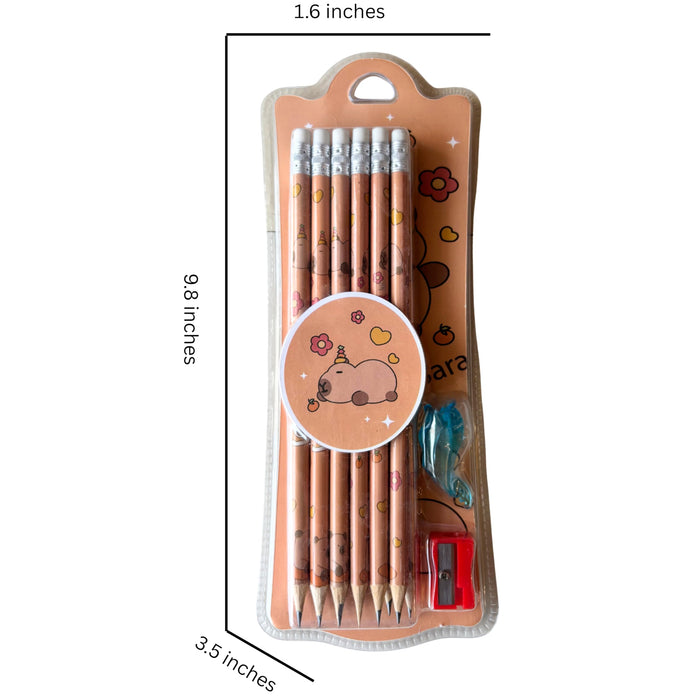 Wonderland 2B Pencil set -Pack of 12  with top erasers , 1 grip and 1 sharpner | Writing pencils for school and return gifts| Brown Colour