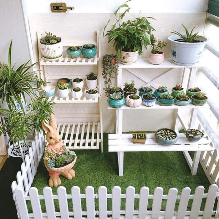 Wonderland Pack of 6pc PP 11.8 inch Picket self standing fence for outdoors| 13.1 feet Coverage Plastic Garden Picket Fence Panel| Decorative Fencing for Pathway, Yard, Lawn