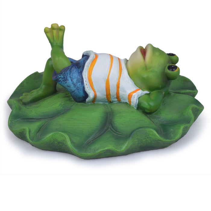 Wonderland Floating/Floater Relaxing Frog Made of Resin for Home or Garden Decor Decoration