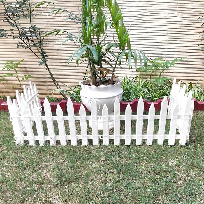 Wonderland (Set of 8) 11.8 inch Garden Edging Fence Decorative| White Garden Picket Fence Panels| 13.1 Feet Coverage Resistant PVC Garden Fence Decorative| Flower Bed Fencing for Pathway, Yard, Lawn | with Spikes