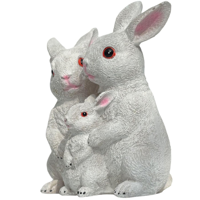5 Inch White Rabbit Family Statue for Garden Décor|Outdoor Décor for Garden, Yard, Lawn, Patio| Gifting Purpose| Balcony Decoration