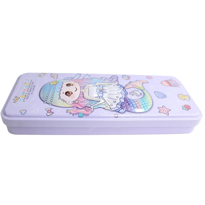  3D Embossed Metal Pencil Box with Dual Compartment -05