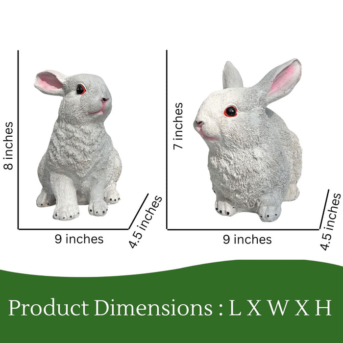 7 inch White Rabbit Set of 2, for Garden Décor|Outdoor Décor for Garden, Yard, Lawn, Patio| Gifting Purpose| Balcony Decoration
