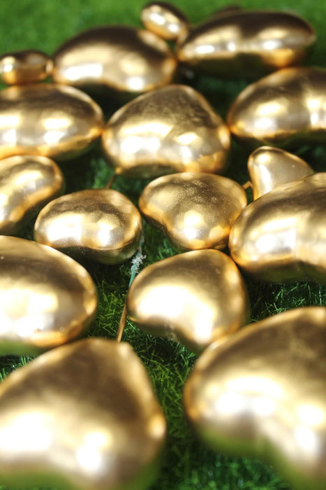 Golden Hearts with Wire for Cake Toppers 