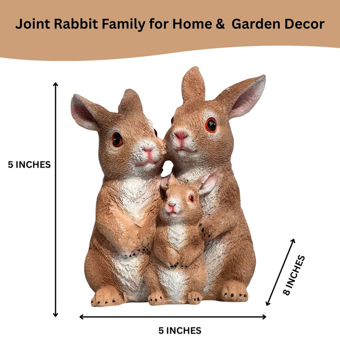 5 Inch Dark Brown Rabbit Family Statue for Garden Décor|Outdoor Décor for Garden, Yard, Lawn, Patio| Gifting Purpose| Balcony Decoration