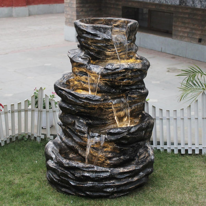 Wonderland 35inch Height Rock Fountain | Made of Fiber |for Outdoor and indoor use