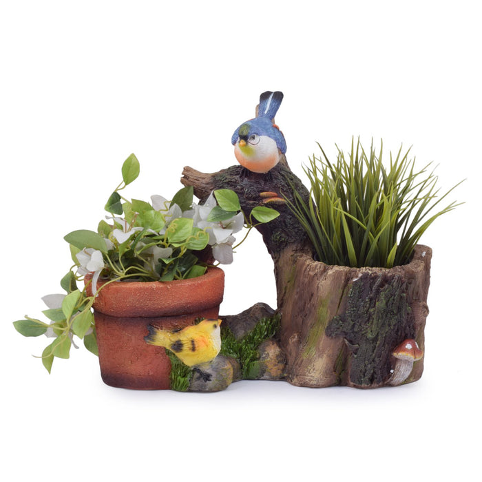Wonderland Two Birds with Two Flower Pot/Planter/Container for Home Decoration, Garden Decor, Balcony, Kids Room Decor, Gift, Gifting