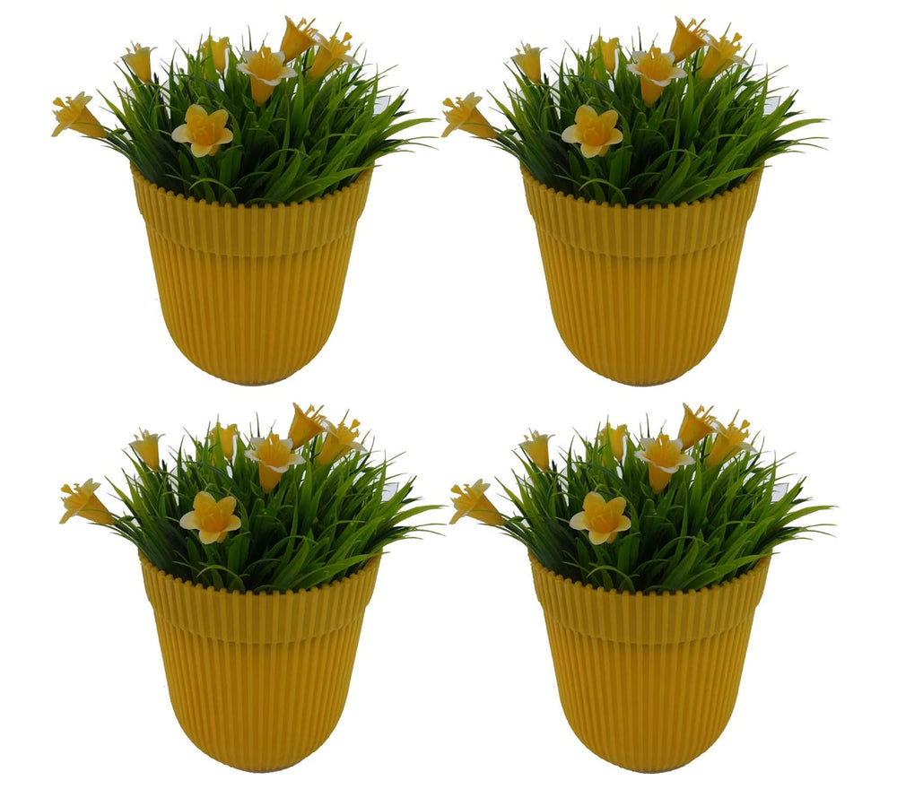 (Set of 4 Yellow French Plastic Garden Pot