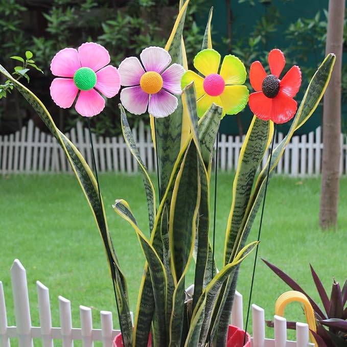 (Set of 4) self Rotating Windmill Flower Sticks