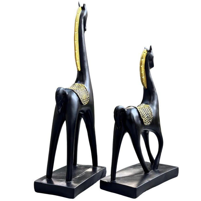 Black and Golden Horse Showpiece Set of 2 for Home Decoration